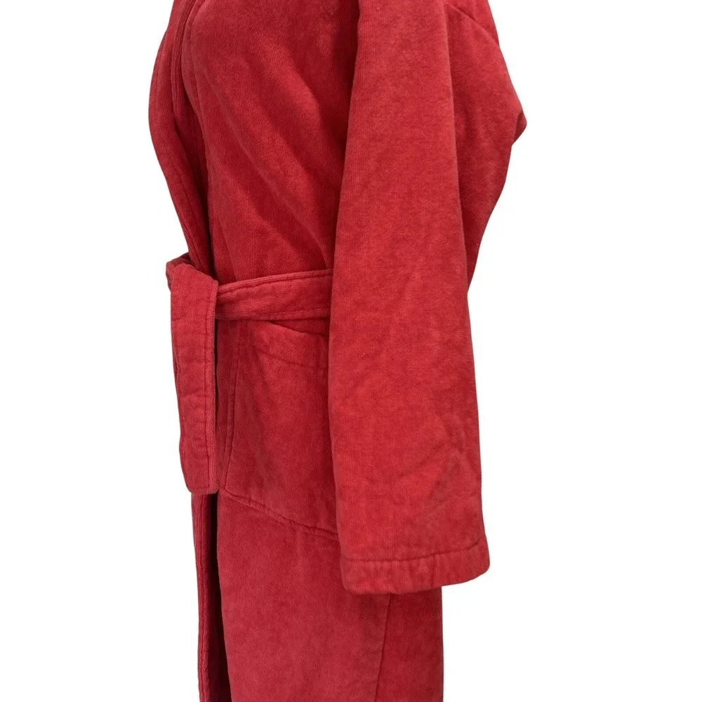 Christy Women's Medium Red Bathrobe Heavy Terrycloth Cotton Robe Luxury